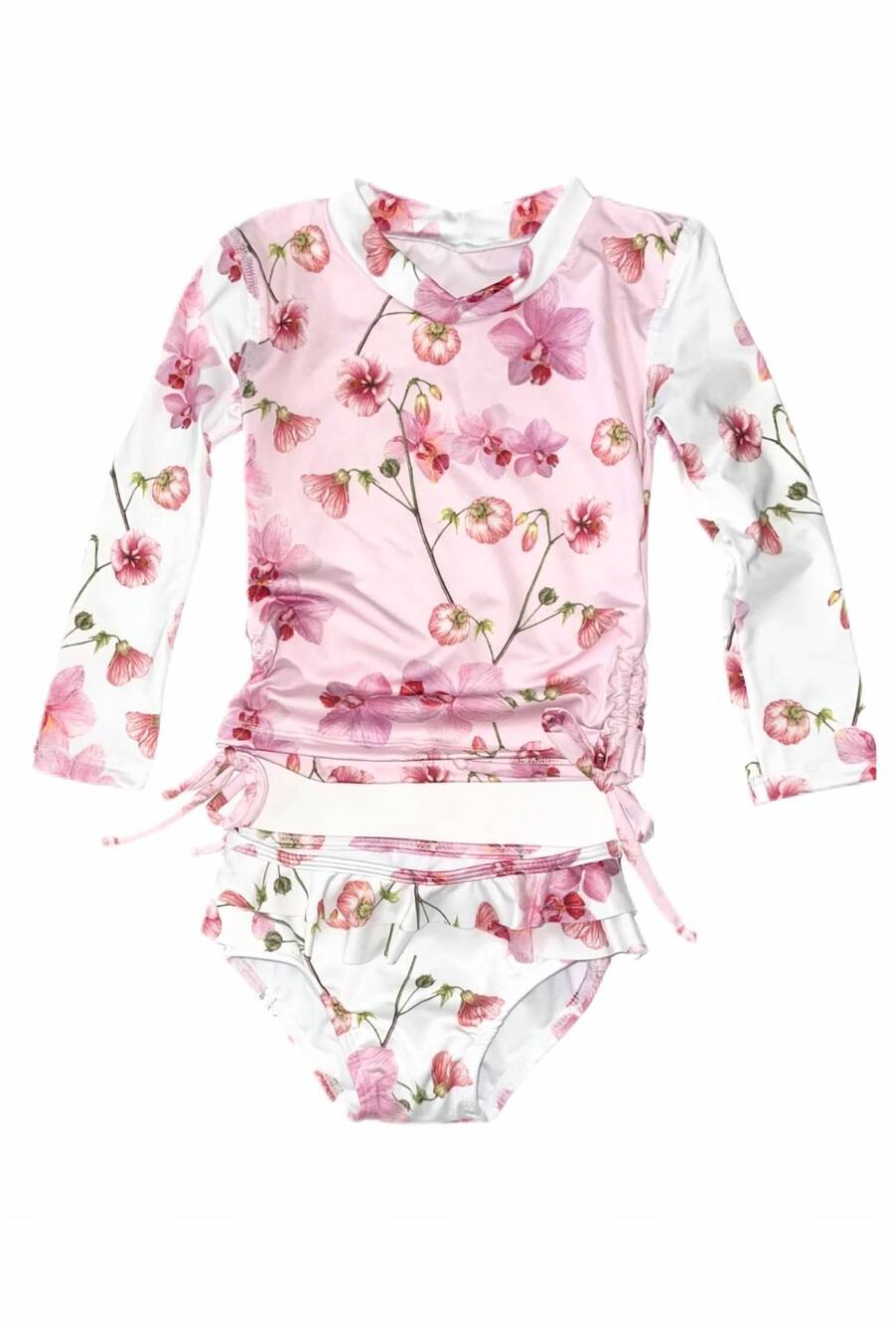 NEW SUBMARINE girls orchards sun no more rash guard set in pink